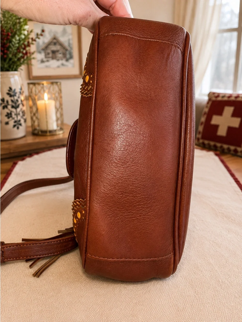 Bally Brown Leather Tassel 2-Way & Crossbody Turn Lock | Italian Leather | Rare